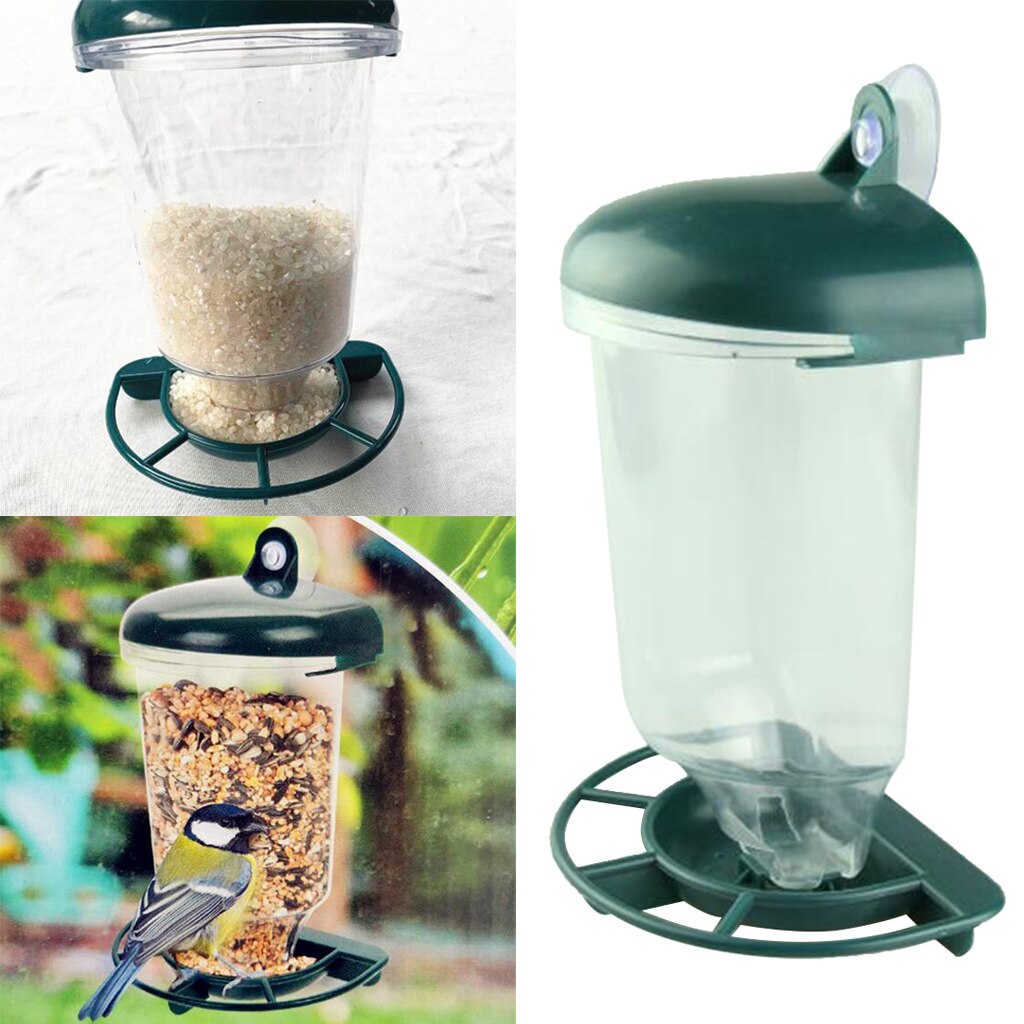 Window Mounted Bird Feeder Clear Plastic Food Seed Grandado
