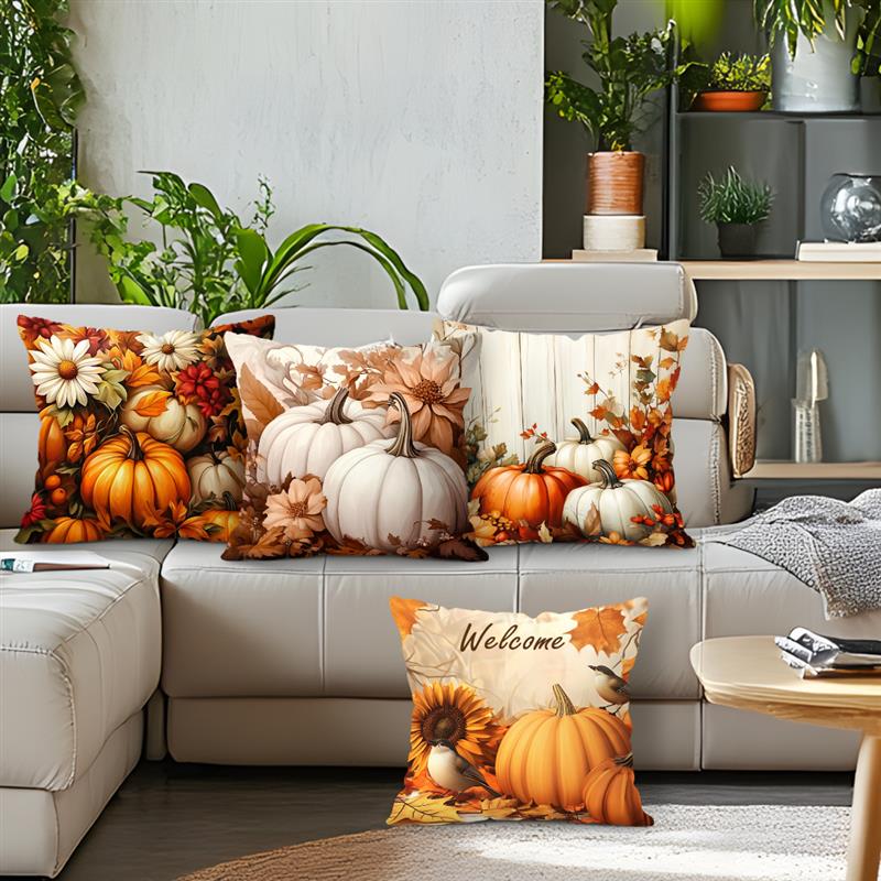 Herfst Pompoen Kussens Kussensloop Gedrukt Polyester 45x45cm Sierkussen Cover Decoratieve Sofa Kussen Kussensloop Home Decor