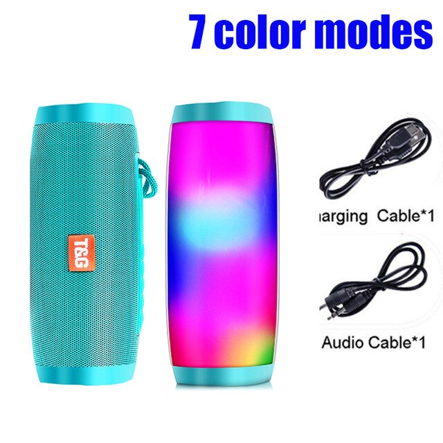 YABA Powerful Portable Speakers Bluetooth Speaker Column Wireless Speaker with LED Night Light TF FM Radio Boombox Built-in Mic: 7color modes green
