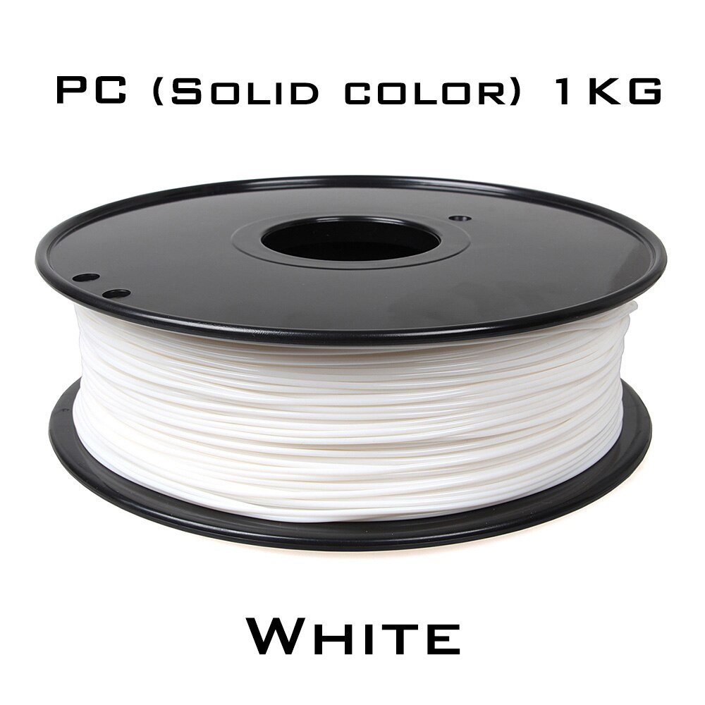 3Dsway Pc 1.75Mm Filament 1Kg Polycarbonaat Taaiheid Verbruiksartikelen Zwart Wit Transparant Materiaal Voor 3D Printer Multi-kleuren: PC White