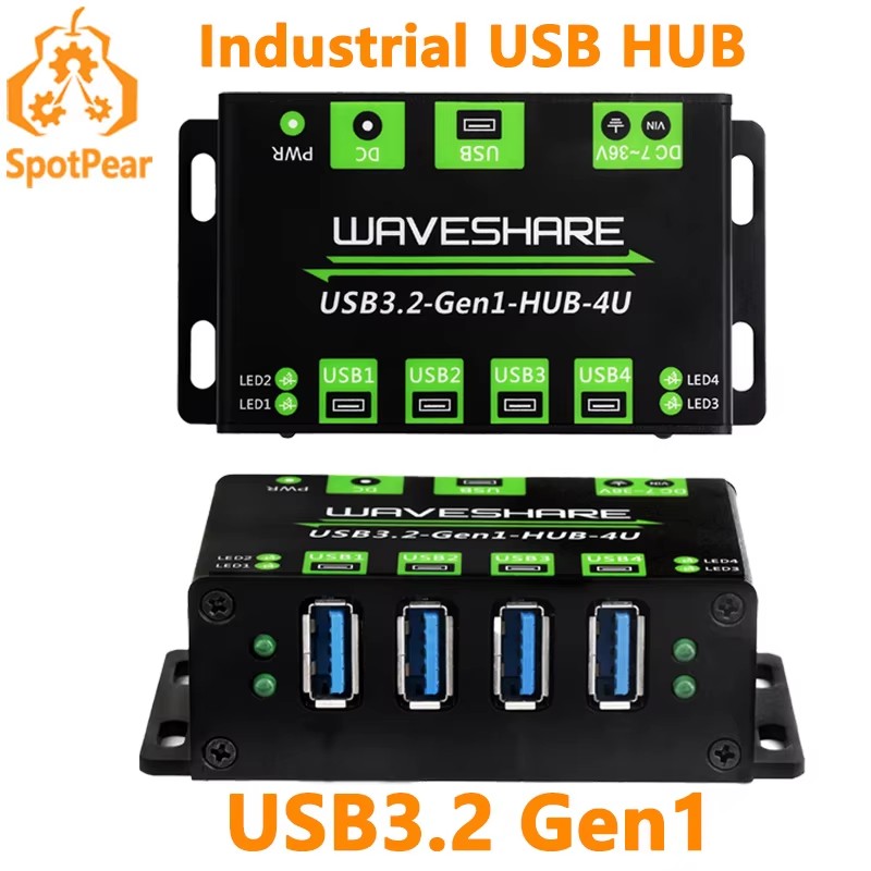 Industrieller USB-HUB USB3.2 Gen1 One-To-4U Onboard 7~36V DC-Stromanschluss für Multi-Systeme