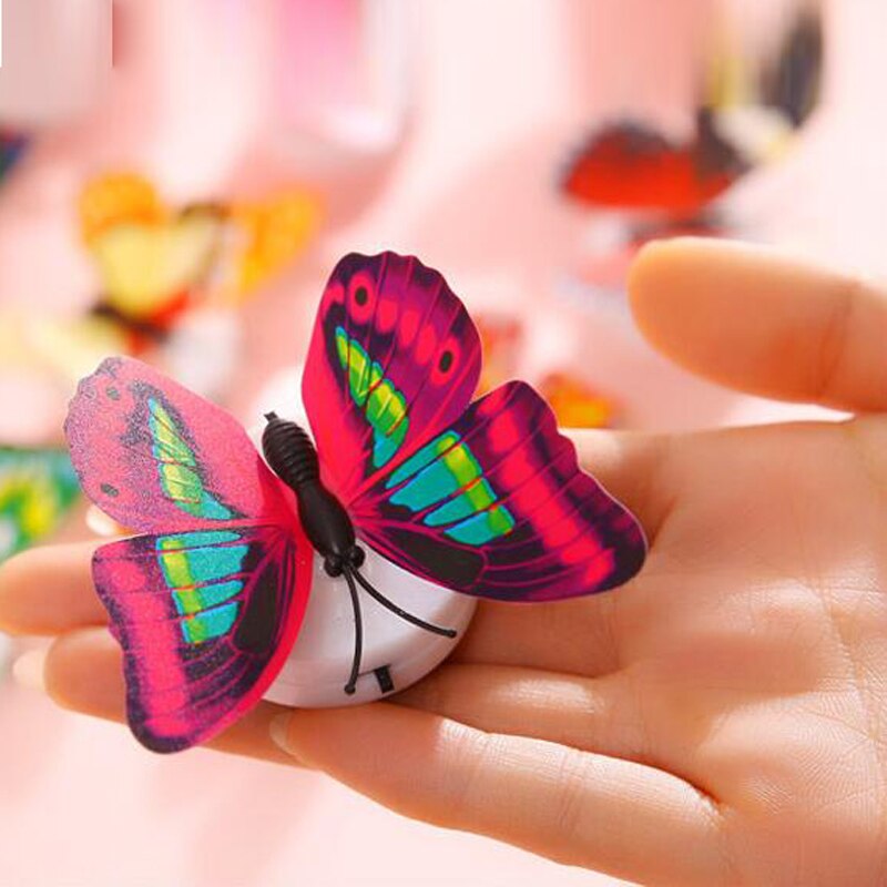 SchöNe Schmetterling LED Leucht Licht Lampe mit Saug Pad glühen in das dunkel Schmetterling Spielzeug für freundlicher Mädchen Zimmer Dekoration