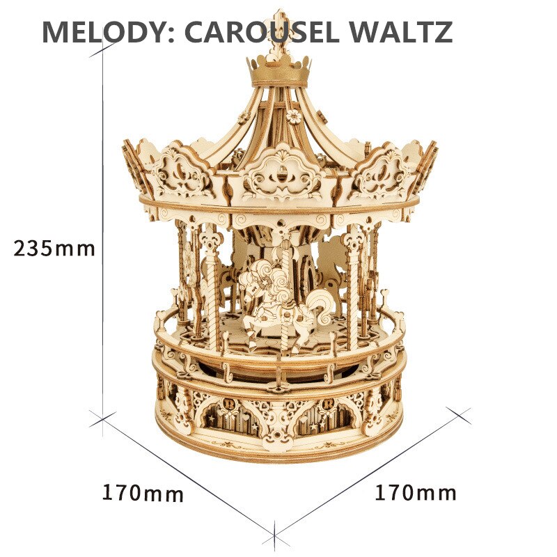 home music box carousel DIY handmade birthday music box wooden ornaments: Style 1