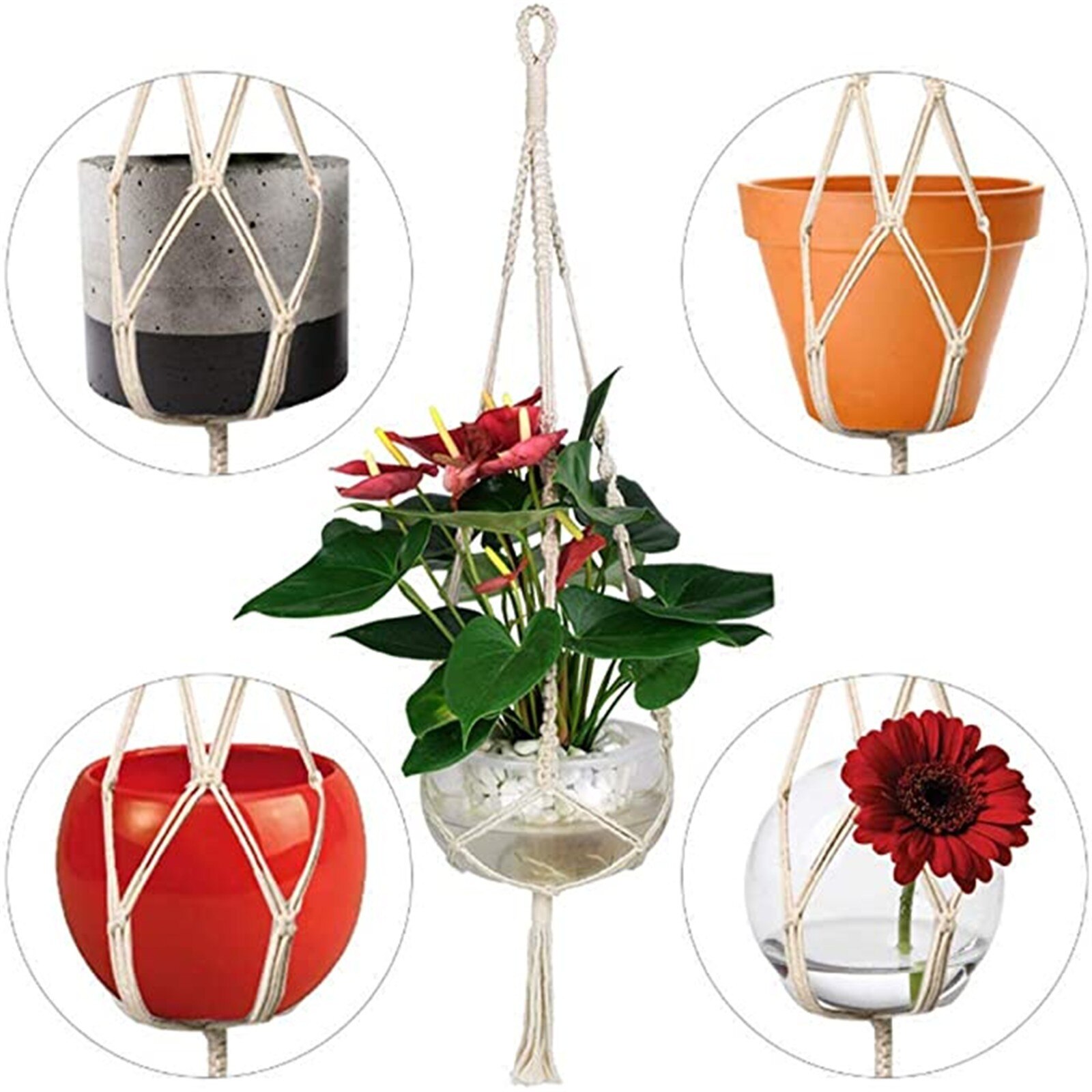 Exquisite Hand-woven Lace Wall-mounted Balcony Garden Decoration 12-piece Set Balcony Storage Hanger Flowerpot Tray Basket Liner