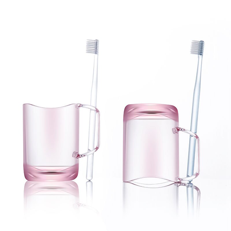 Japansk stil mun kopp tvätt kopp par borste kopp badrum plast transparent kopp söt mun kopp