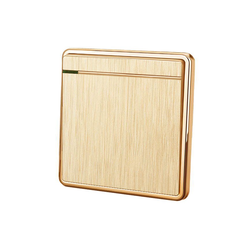 Luxury Brushed Wall Switch 1/2/3/4 Gang 2 Way Champagne Gold Switch PC Panel Interruptor Push Button Switch 10A Household Tool: 1 Gang 2 Way