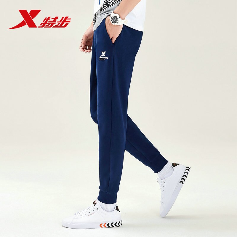 Xtep sport strikkede bukser herre høst slank passe sportsbukser tenåringe elastisk midje fritid joggebukser herre 881429639256