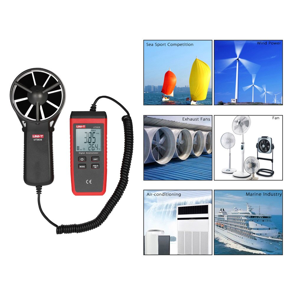 Uni-T UT363S Anemometer Mini Lcd Digitale Anemometer Handheld Wind Meter Luchtsnelheid Temperatuur Tester