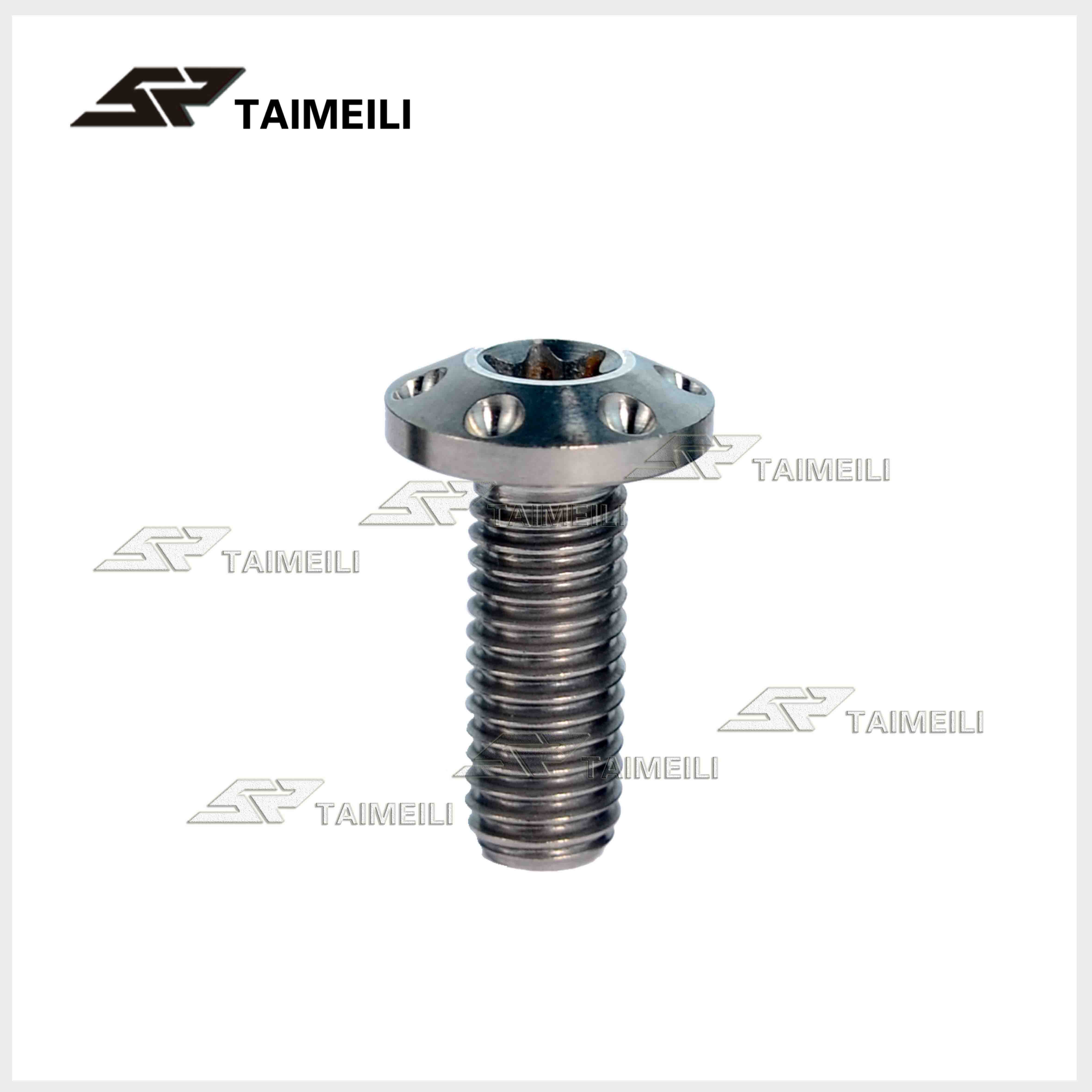 TAIMEILI Titanium Alloy Screw M8X20/25/30mm Motorcycle Brake Disc Screw Inner Plum Blossom Petal Head 1PCS: M8x25mm / No Staircase silver