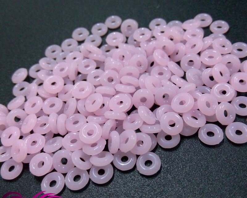 100 sztuk kolorowy wisiorek z koralikami silikonowe gumowe korki pierścienie Spacer Fit europejskie bransoletki DIY Making elastyczny 2mm otwór klip koralik: semi clear pink