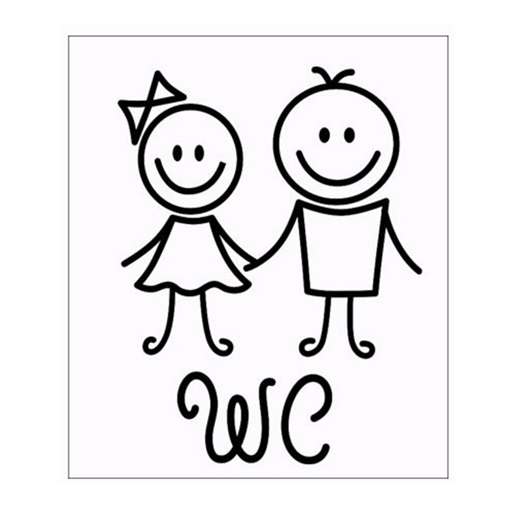 Girl Boy WC PVC Toilet Removable Waterproof Easy Apply Home Self Adhesive Door Sticker Reusable Washroom Cute Cartoon Decorative