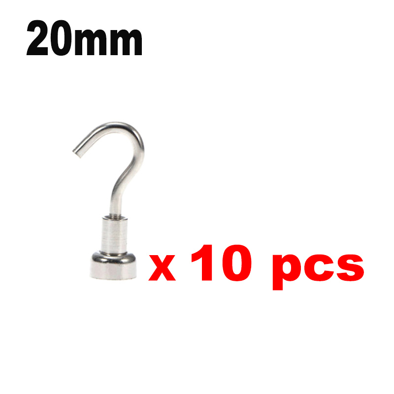 10-30 stk 10mm 20mm sterke magnetkroker tung plikt til garasjekjøkken kontor hengende henger neodym magnetisk krokorganisering: 20mm- 10 stk