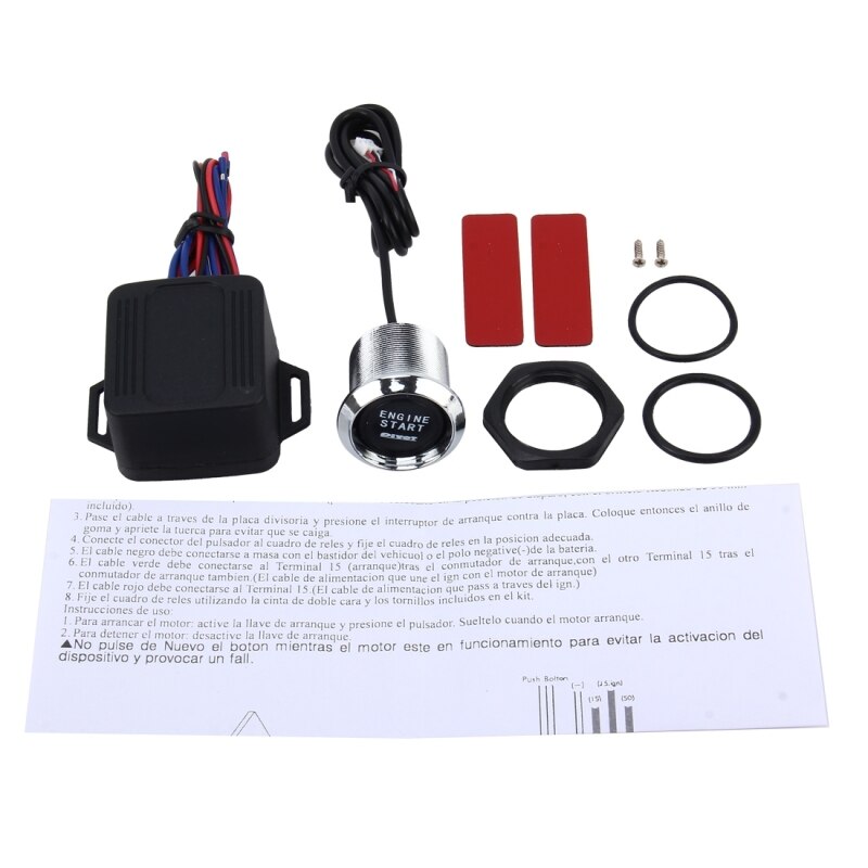 Car One-button Start Starter Switch with Illumination Engine Start Pivot Illumination Starter with Blue/ Red Lighting