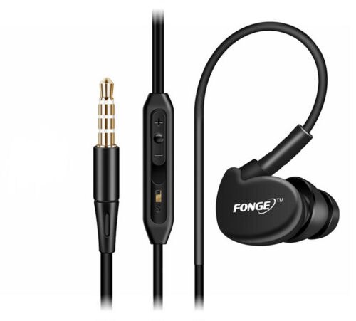 Fonge Waterdichte Oordopjes In Ear Oordopjes Hifi Sport Hoofdtelefoon Bass Headset Met Microfoon Voor Smartphones: Black