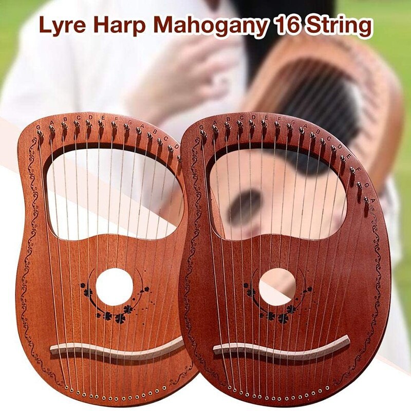 Lyreharpe 16- strengs harpe bærbar lille harpe med holdbart streng musikinstrument stabil lydharpe