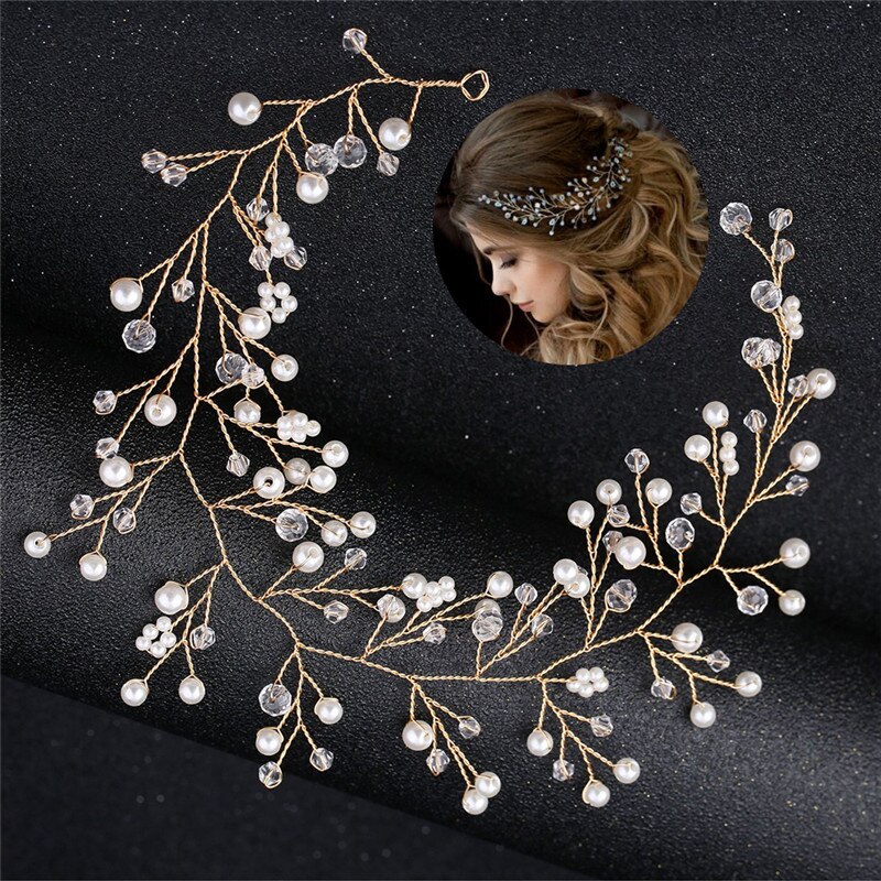 Diademas de perlas de imitación para novia, joyería para el cabello, diadema de cristal, Tiara, accesorios para el cabello de novia