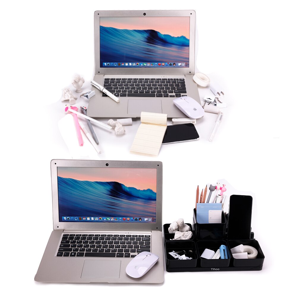 Tenwin noir support multifonction papeterie organisateurs stylo rangement bureau fournitures boîte avec tiroir porte-stylo accessoires de bureau