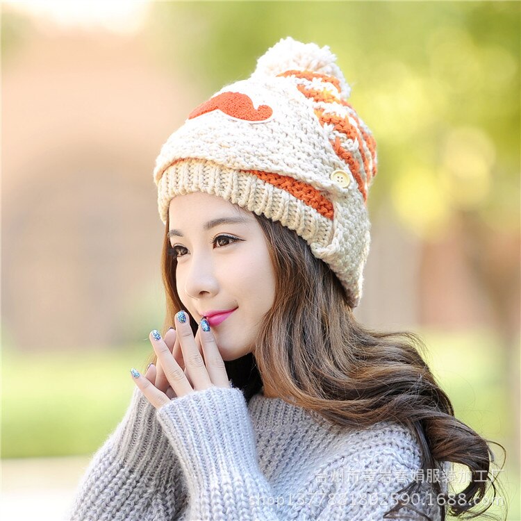 Snor dames winter warme muts met masker dames gebreide muts