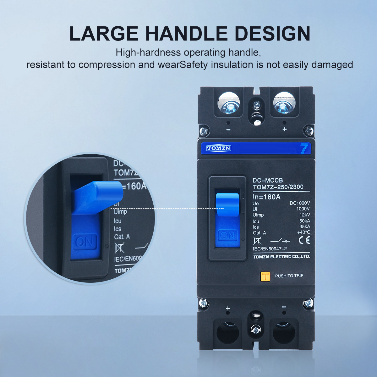 2P DC MCCB TOM7Z 1000V DC zonne-gegoten stroomonderbreker MCCB overbelastingsbeveiliging schakelaarbeschermer voor fotovoltaïsche zonne-energie PV