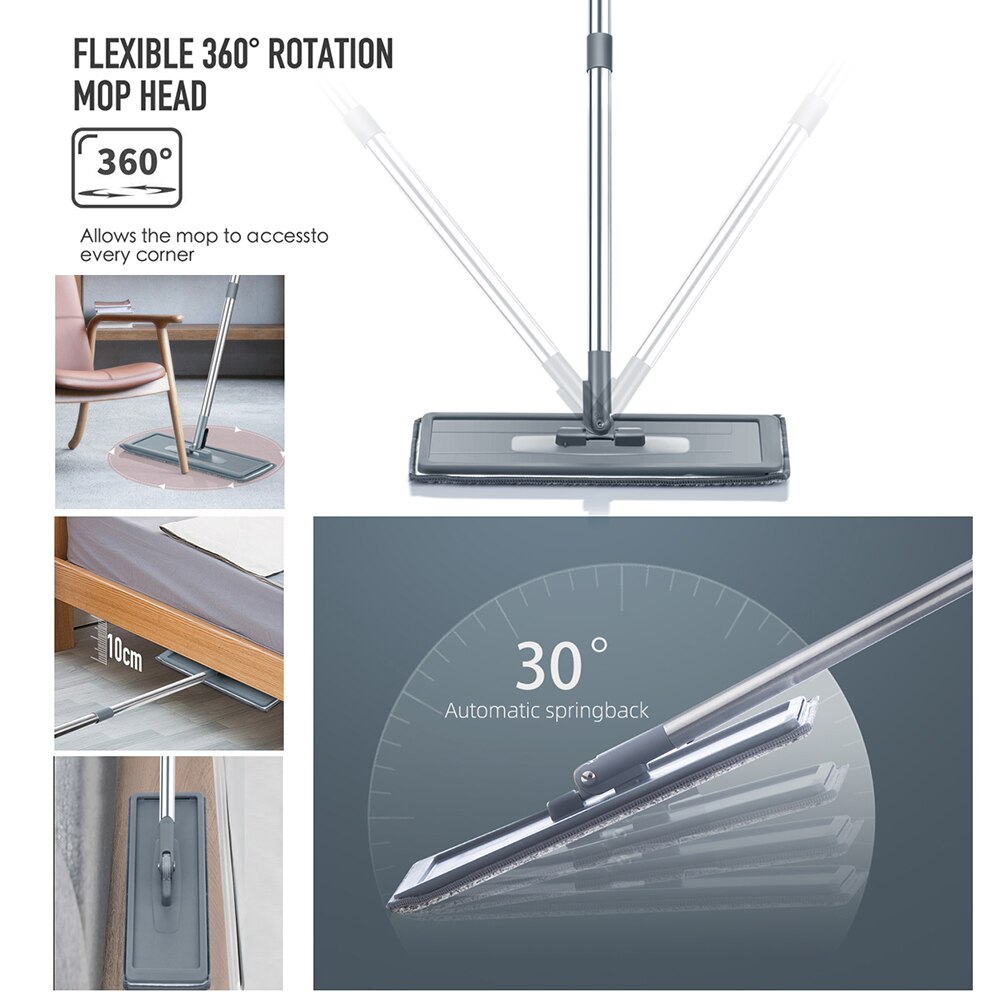 Fregona giratoria con cubo para limpiar azulejos del suelo, escoba fácil de escurrir, con exprimidor,fregona mopa fácil de escurrir con cubo
