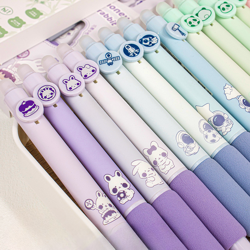 4pcs Cute Erasable Pen Blue Ink Soft Pen Grip Writing Smooth Quick-Drying Pens Lapiceros Studying Accessories