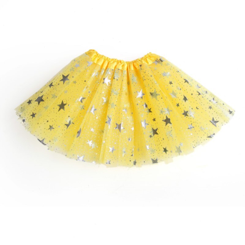 Saia tutu de estrelas, saia amarela de princesa, estrelas e glitter, para festa, dança, balé tutu com estampa de estrelas