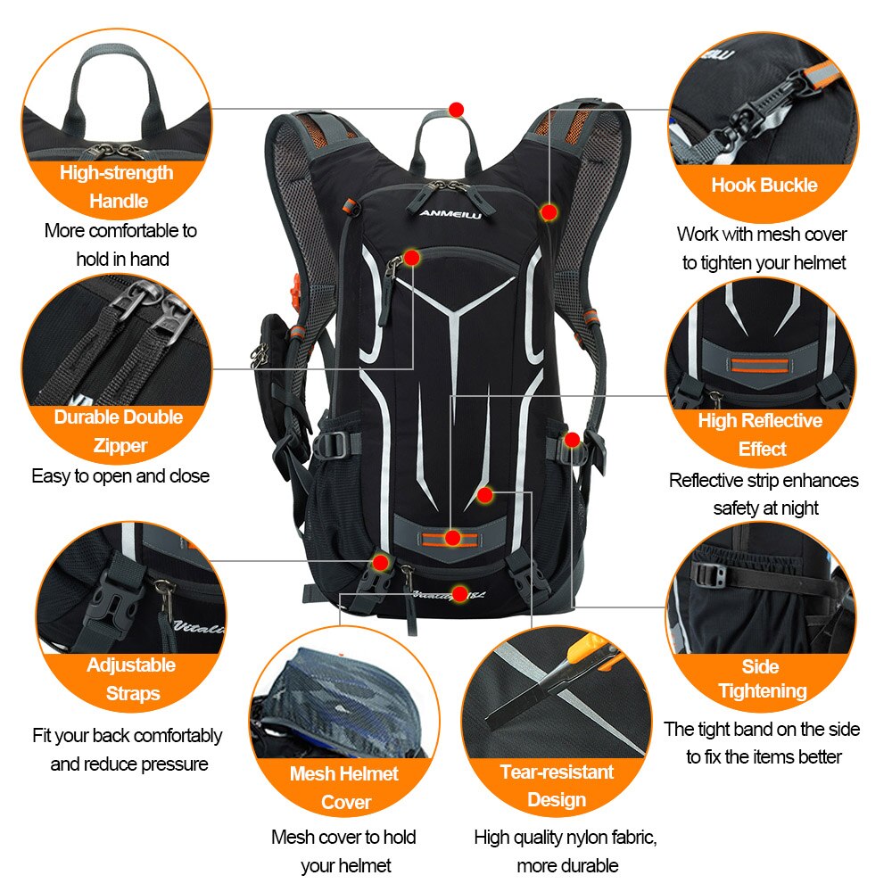 ANMEILU 18L Klettern Rucksack Radfahren Rucksack Männer Frauen draussen Sport Tasche Wasserdichte Camping Wandern Rucksack mit Regen Abdeckung