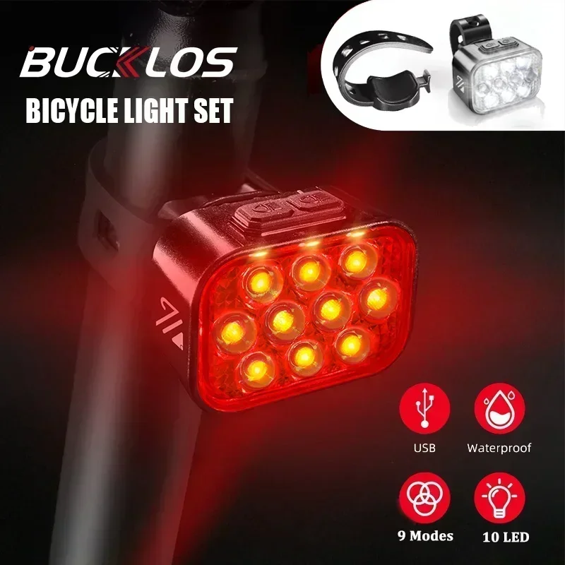 BUCKLOS Bicycle Light Led Rear Light Waterproof Bicycle Lamp USB Charge Bike Flashlight for Bicycle Front Taillight Lantern