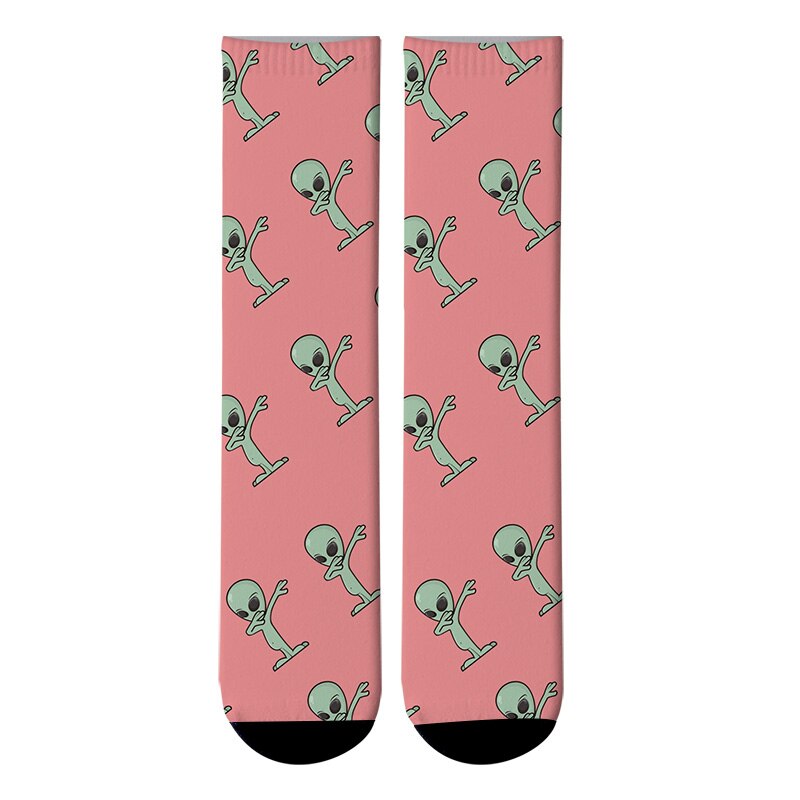 gal moro kul 3d skrive ut enhjørning fargerike lange sokker menn romvesen morsom mannskap sport sokker nyhet kvinner rør kawaii rosa sokker