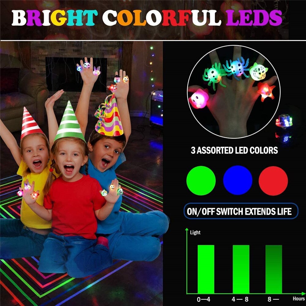 24 Pack Led Light Up Bumpy Ringen Feestartikelen Voor Kids Prijzen Doos Speelgoed Voor Verjaardag Klaslokaal Beloningen Schat Doos prijzen Speelgoed