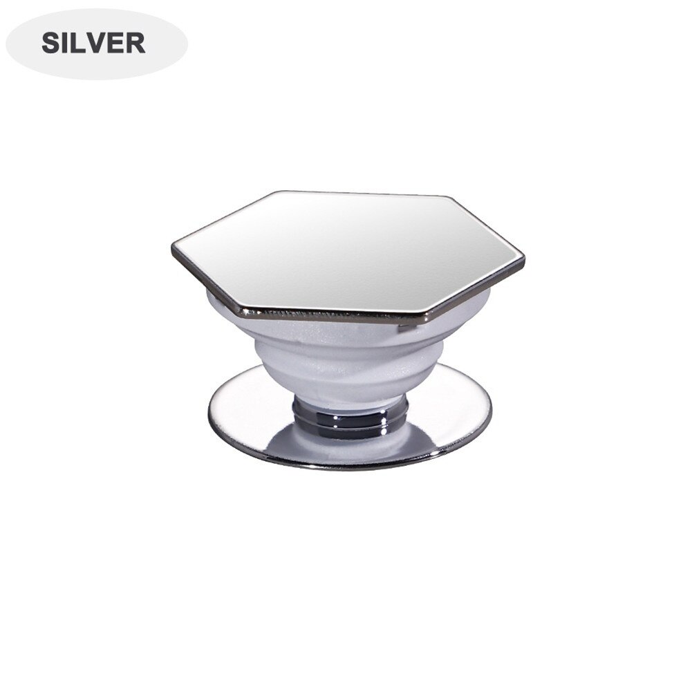 Mobile Phone Holder Stand Finger Ring Hexagonal Air Pocket Phone Stand Bracket 360 Rotating Bracket for iphone Samsung huawei: Silver