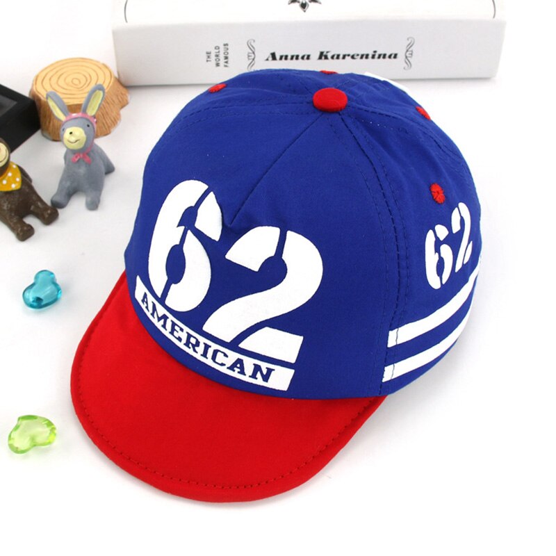 Zomer Baby Cap Print Nummer Kinderen Baseball Cap Baby Boy Meisje Verstelbare Snapback Zonnehoed Baby Muts: blue