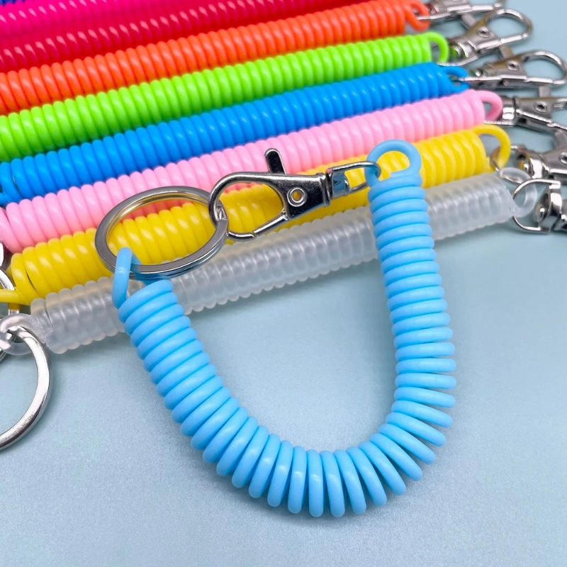 Cadena antipérdida, cuerda de resorte elástica en espiral, correa de cordón multifuncional para teléfono móvil, llavero, soporte, gancho de cierre