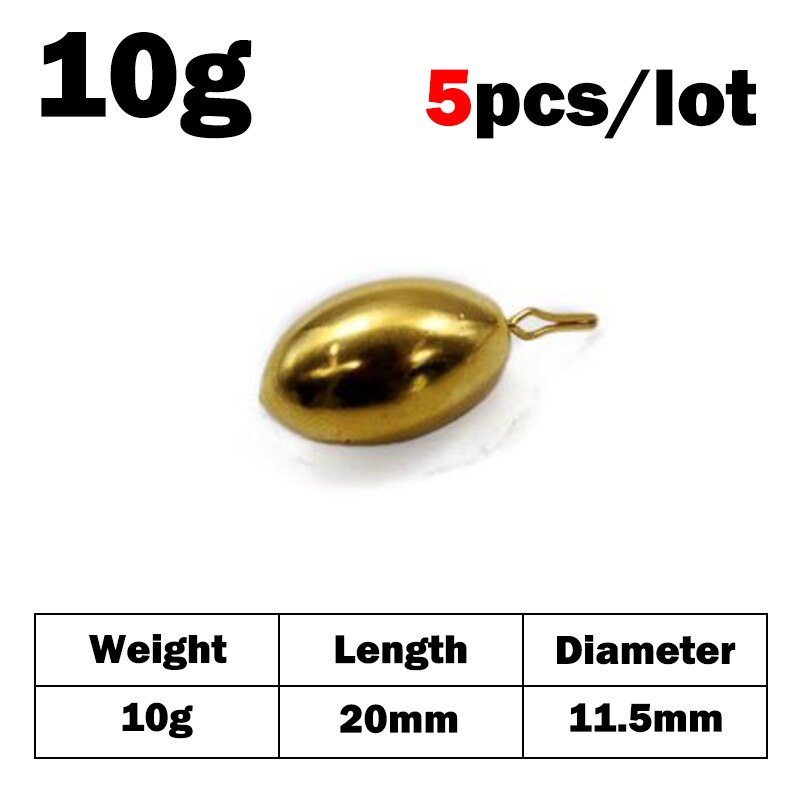 Outkit fiske bly sänken kula koppar vikt sänkor 1.8g/3.5g/5g/7g/10g redskap sänkor fiske bly vikt: 5 st -10g