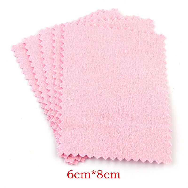 20-50 stücke Polnischen Polieren Tuch Silber Farbe Reinigung Polieren Tuch Weichen, Sauberen Wischen Abwischen Tuch Schmuck Werkzeug Schmuck reinigung: pink 6x8mm 50pcs