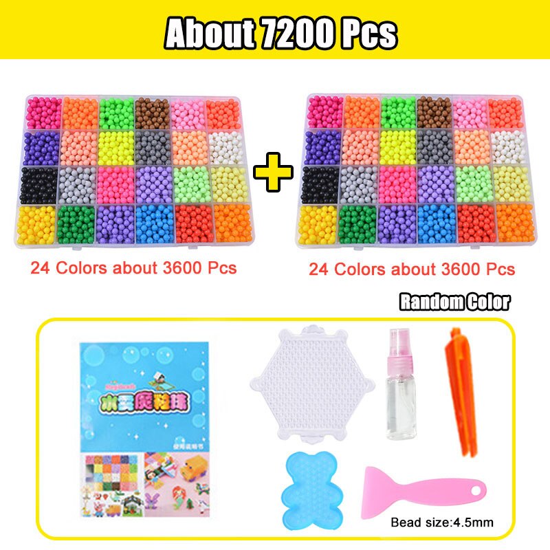 Refill Hama Beads Puzzle 3D Handmade Magic Aquabeads DIY Water Spray Beads Set Ball Games Children Toys for girls: 7200Pcs