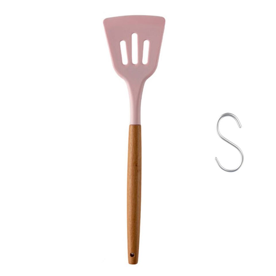 Herramientas de cocina, espátula de silicona, levantadores de alimentos antiadherentes, utensilios de cocina para el hogar: Pink