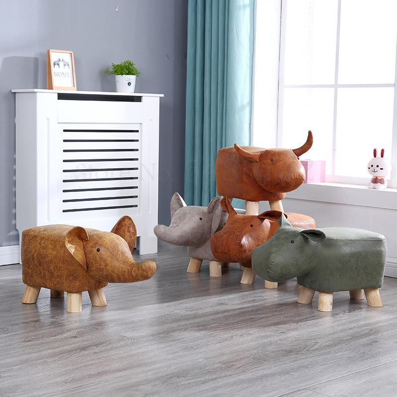 Animal shoe changing stool solid wood baby cute cartoon sofa chair elephant child small bench