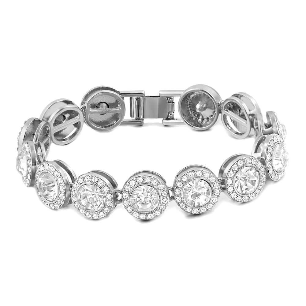 Cadena de tenis con corazón de cristal helado, pulsera de cadena de eslabones cubanos de Miami para mujeres y hombres, pulseras de cadenas gruesas de hip hop, joyería: 16 cm / PLATEADO