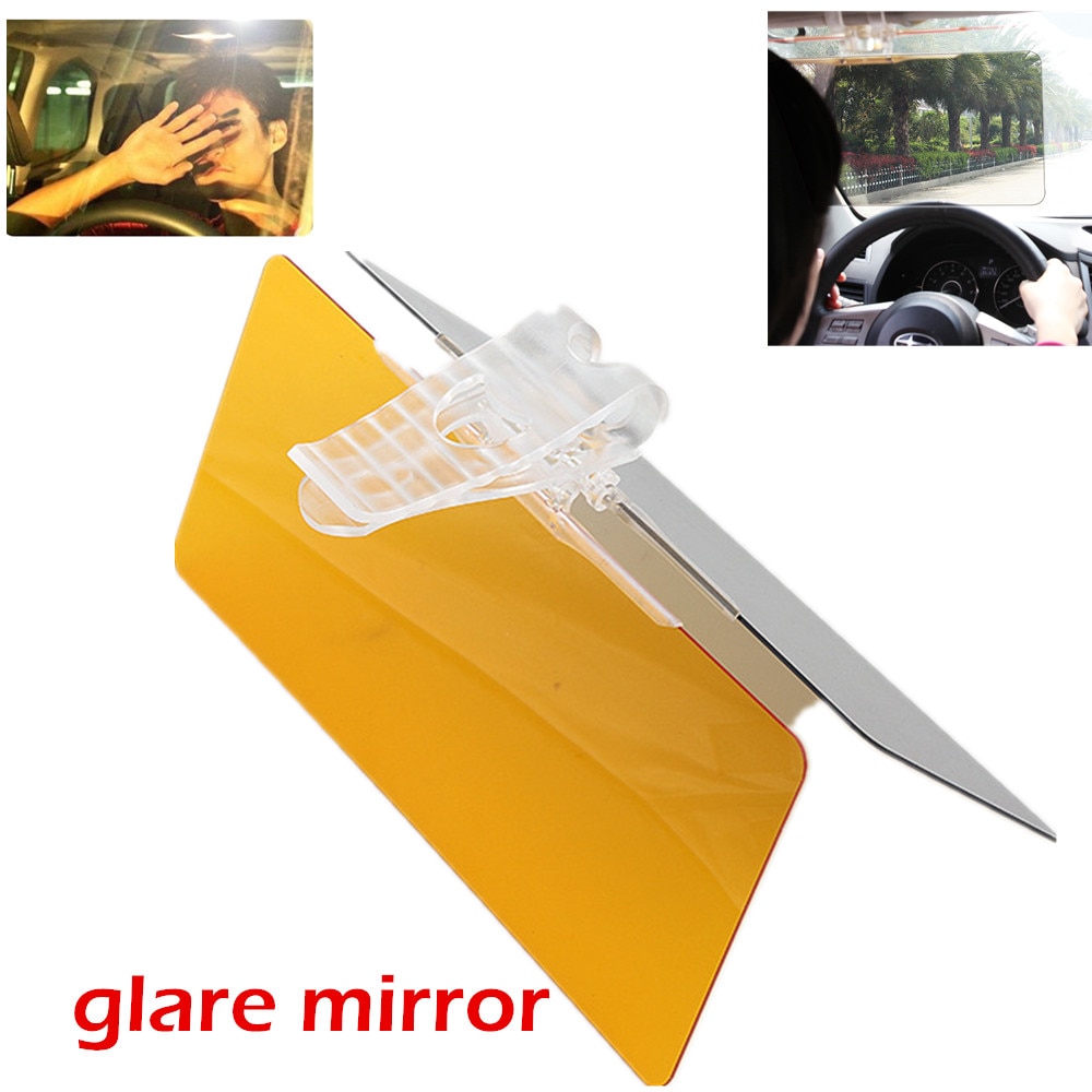 Hottest 2 in 1 Car polarizer lens tempered glass, acrylic car sunshade anti dazzle mirror Day and Night glare mirror