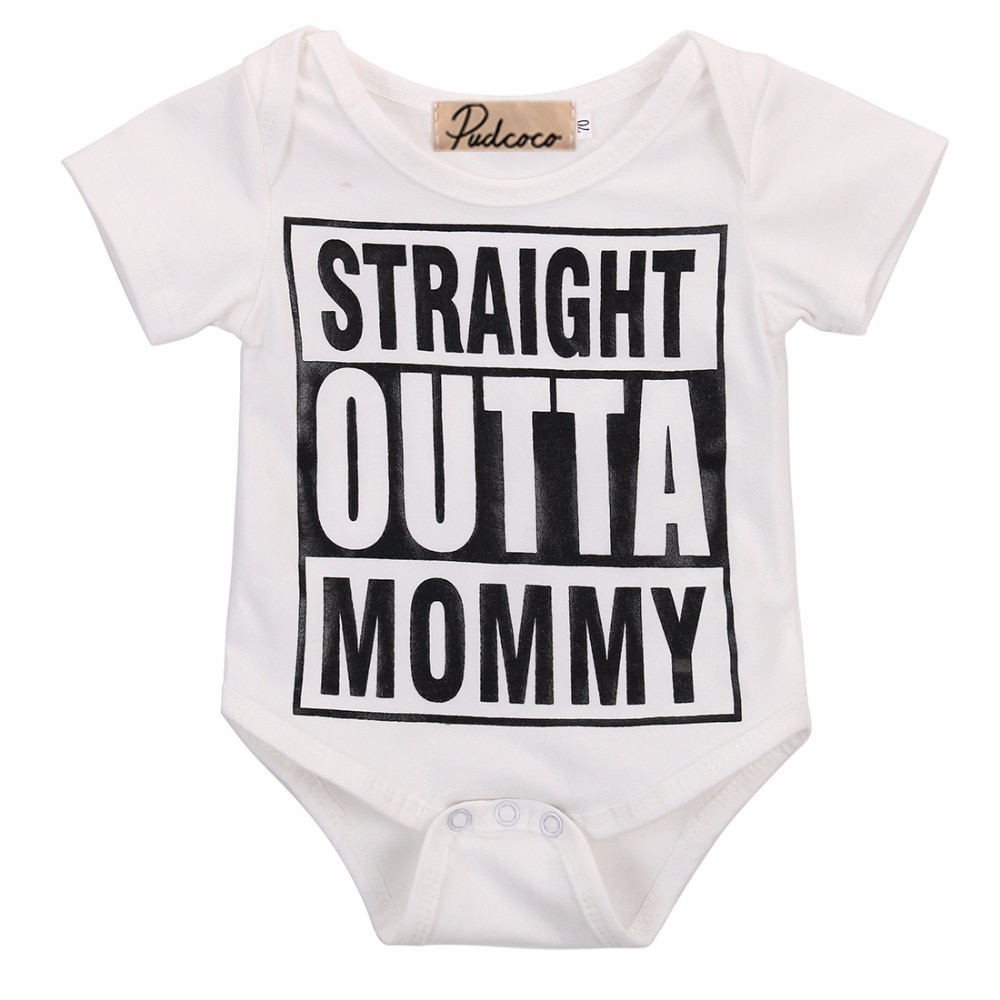 Baby Summer Clothing 0-18M Newborn Infant Baby Bodysuit Infant Boys Girls Clothes Letter Short Sleeve Sunsuit