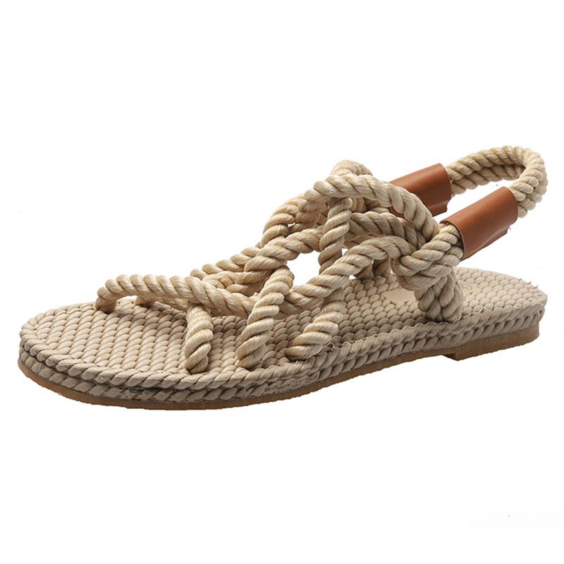Gladiator rep sandaler dam sommar skor strand skor dam sandaler plattform sandaler rutschkanor flip flops buty damskie: Aprikos / 35