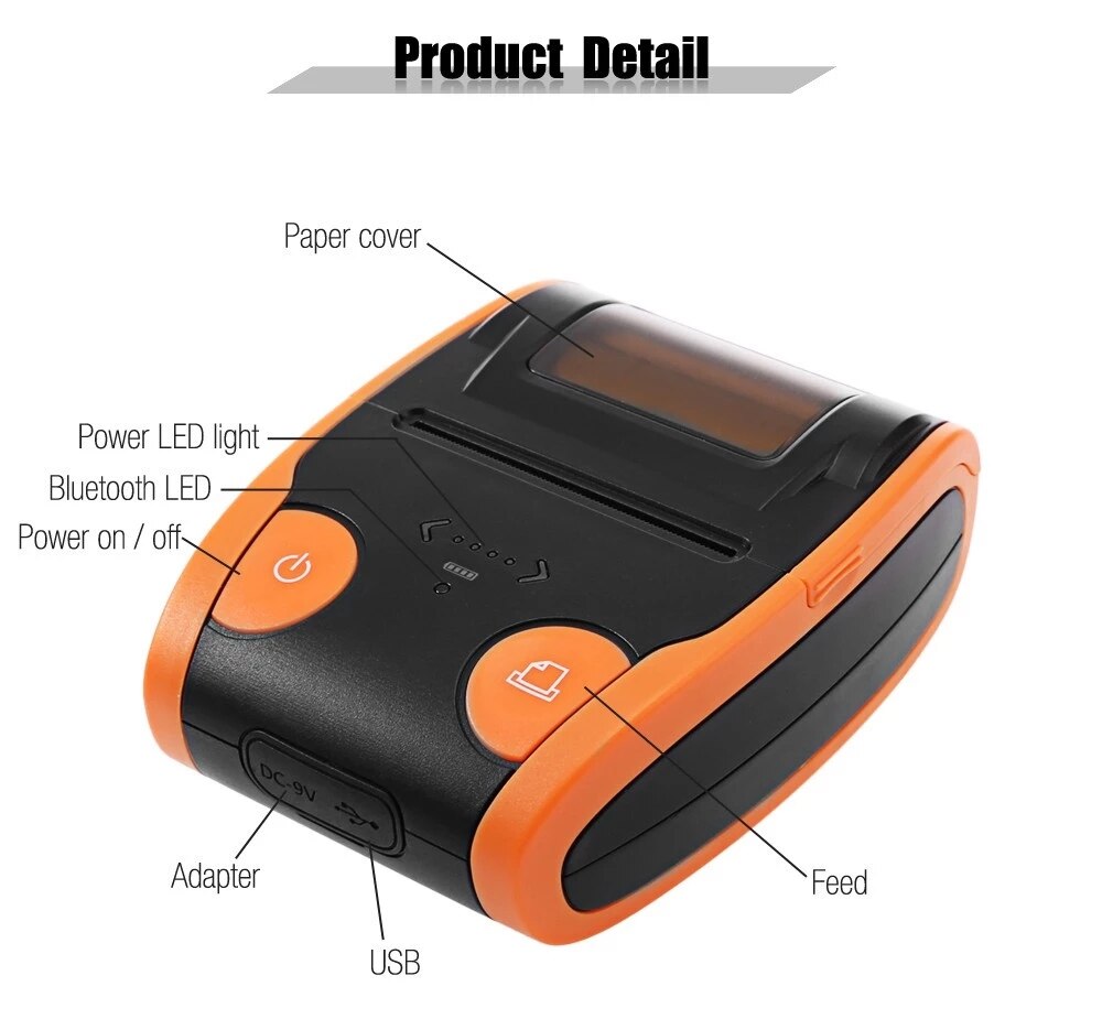 Portable Mini 58mm Bluetooth Wireless Thermal Sticker Receipt Ticket Printer For POS Bill Machine shop printer for Store