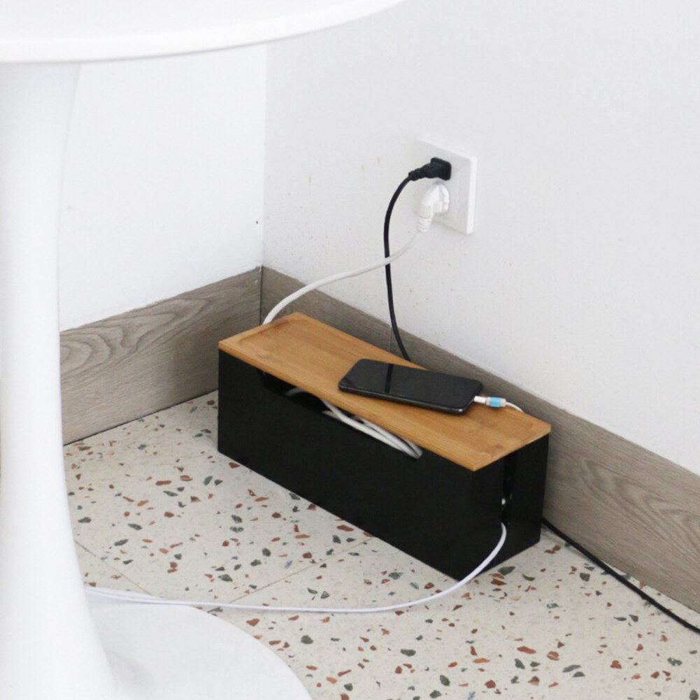 Draad Kabel Opbergdoos Houten Power Line Opslag Case Stofdicht Charger Socket Organisator Draad Case Home Kabelhaspel Netjes Doos