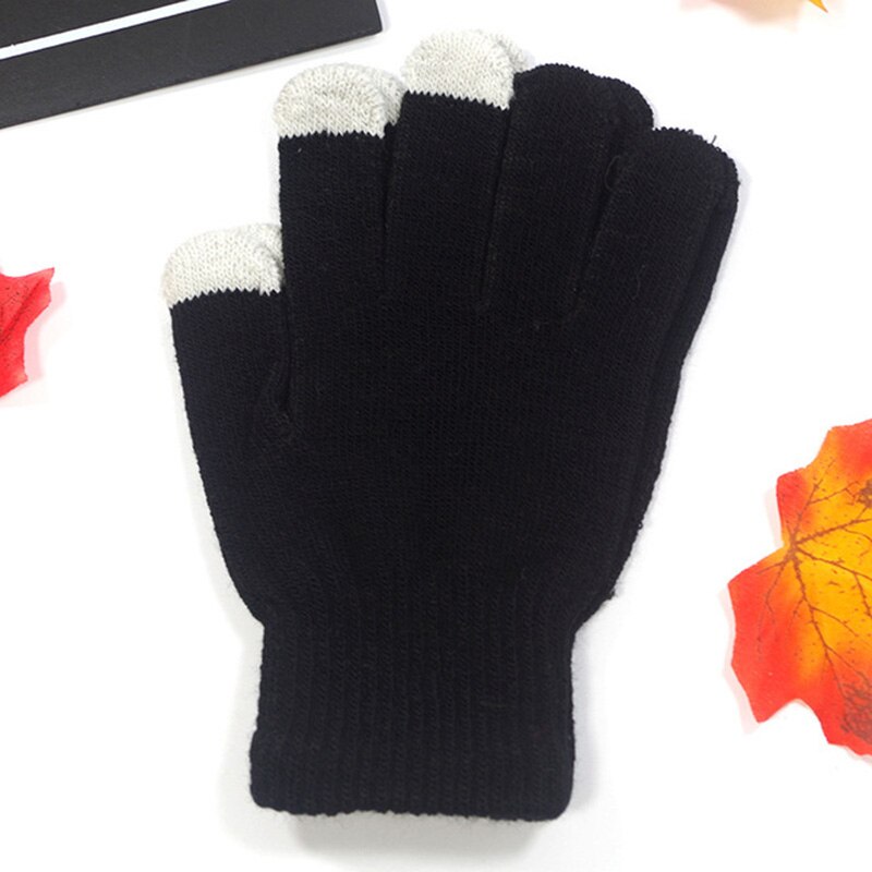 Warme touchscreen handschoenen voor mannen en vrouwen wijzen op koude en antivries monochrome gebreide handschoenen  b51: Zwart
