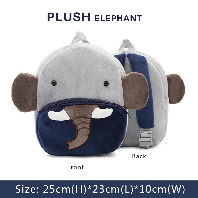 BOBDOG 3D Animal Plush Children Backpacks kindergarten Schoolbag Kids Backpack Children School Bags Girls Boys Back: Elephant