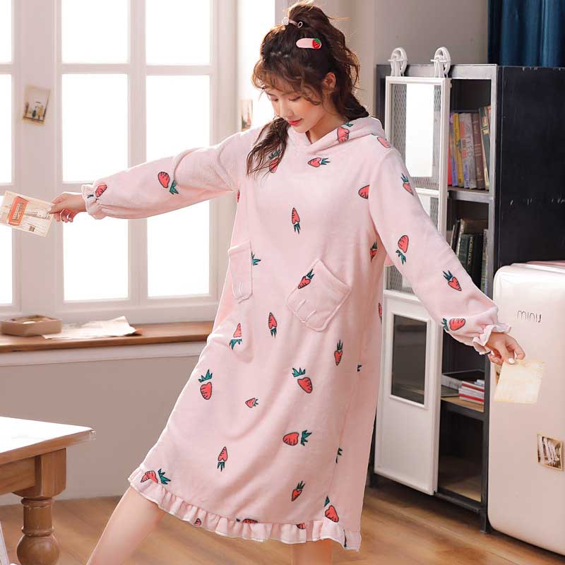Bata con capucha y Orejas de conejo para mujer, ropa de baño con dibujos animados, para la ducha, para el hogar, atuendo nocturno: 8 / L