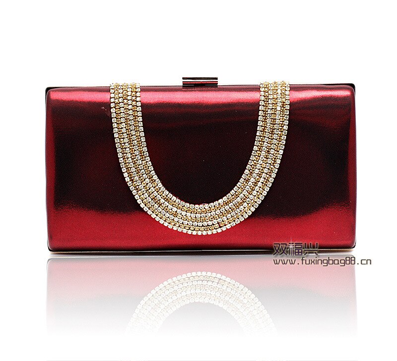 Vrouwen Avondtasje Luxe Zwart/Zilver Wedding Party Bag Diamond Rhinestone Koppelingen Crystal Bling Gold Clutch Bag PuWY139: Bourgondië