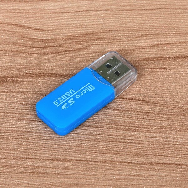 Fffas mini usb 2.0 kortlæser til micro sd kort tf kort adapter plug and play farverig vælg imellem til tablet pc: Blå