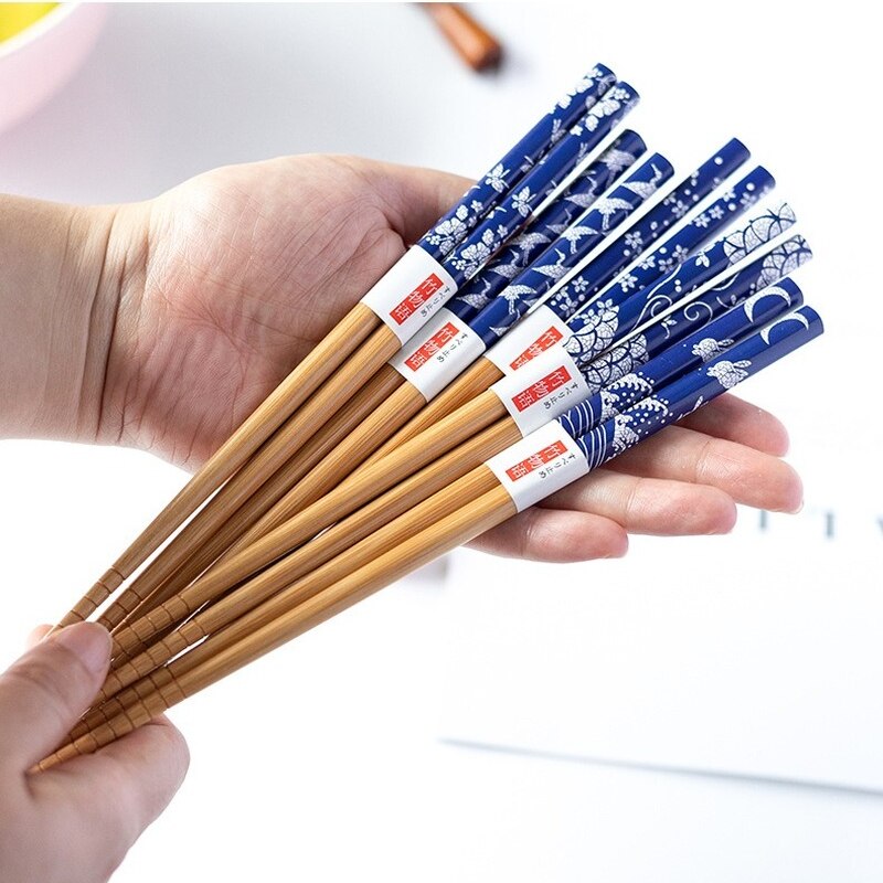 Bamboo Chopsticks Tableware Box 5 Pairs Chopsticks Chopsticks Set Korean Kitchen Supplies Natural Bamboo Flatware